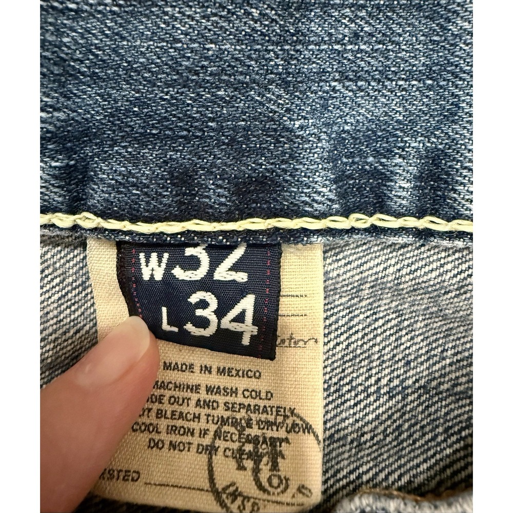 Y2K Abercrombie & Fitch Jeans Mens 32x34 Blue Kilburn Low Rise Boot Button Fly - Picture 8 of 8